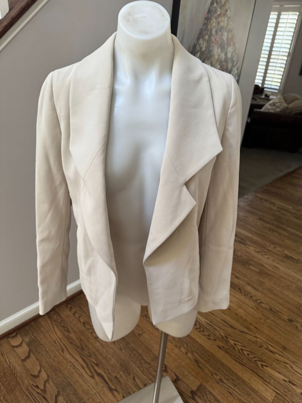 HUGO BOSS Katalla Drape Open Front Blazer Jacket Cream Size US 2